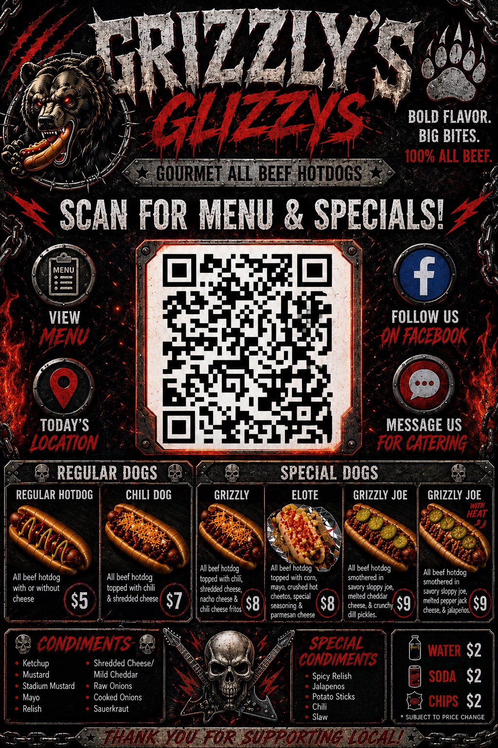 New heavy metal Grizzly's Glizzys menu